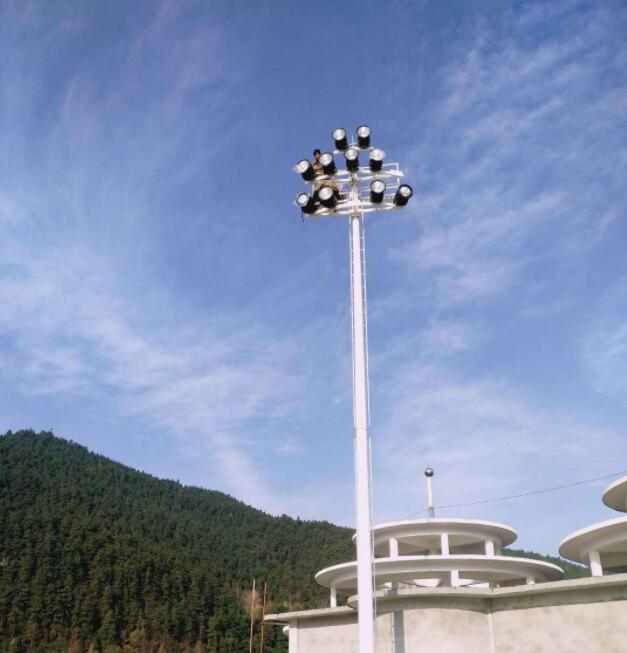 What are the heights of high-pole lights and how many watts of LED lights are used to match them respectively?